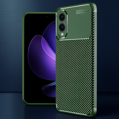 Samsung Galaxy S25 Edge Kılıf Auto Focus Karbon Kapak - Koyu Yeşil