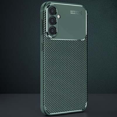 Samsung Galaxy S25 Kılıf Auto Focus Karbon Kapak - Koyu Yeşil
