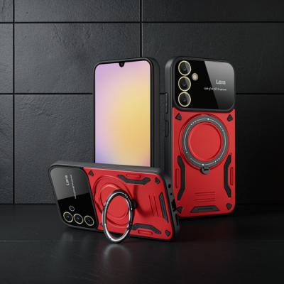 Samsung Galaxy S25 Kılıf Joy Lens Standlı Kapak - Kırmızı