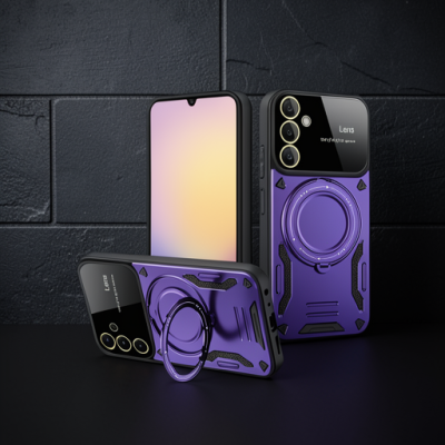 Samsung Galaxy S25 Kılıf Joy Lens Standlı Kapak - Mor