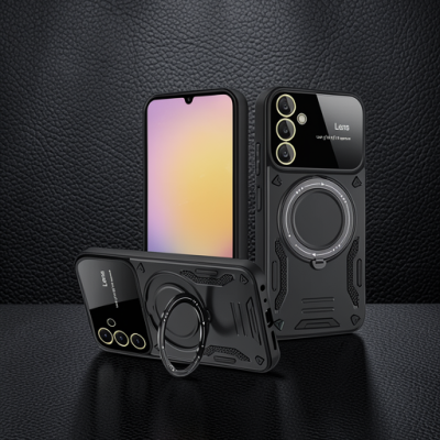 Samsung Galaxy S25 Kılıf Joy Lens Standlı Kapak - Siyah