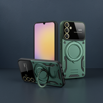 Samsung Galaxy S25 Plus Kılıf Joy Lens Standlı Kapak - Koyu Yeşil