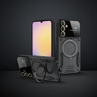 Samsung Galaxy S25 Plus Kılıf Joy Lens Standlı Kapak - Siyah