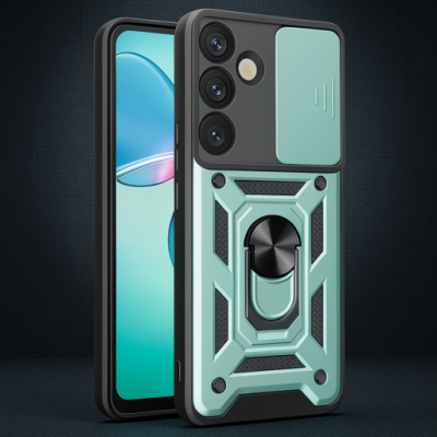 Samsung Galaxy S25 Plus Kılıf Pars Lens Yüzüklü Silikon - Yeşil