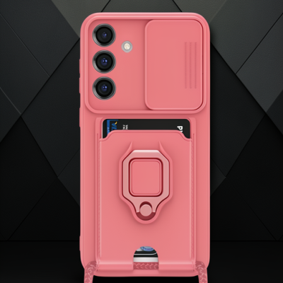 Samsung Galaxy S25 Plus Kılıf Zuma Kartvizitli Yüzüklü Silikon - Pembe
