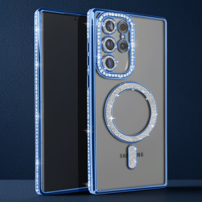 Samsung Galaxy S25 Ultra Kılıf Joke Simli Magneticsafe Kılıf - Mavi