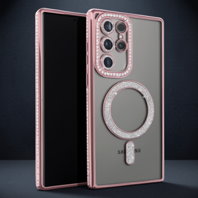 Samsung Galaxy S25 Ultra Kılıf Joke Simli Magneticsafe Kılıf - Pembe