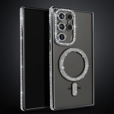 Samsung Galaxy S25 Ultra Kılıf Joke Simli Magneticsafe Kılıf - Siyah