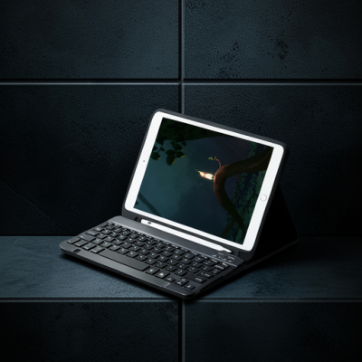 Samsung Galaxy T220 Tab A7 Lite Kılıf Kc01 Smart Klavyeli Tablet Kılıfı - Siyah