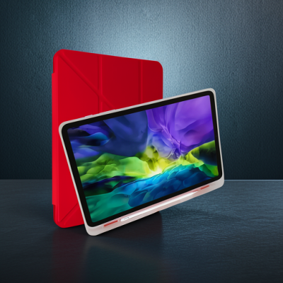 Samsung Galaxy T737 Tab S7 Fe 12.4 Kılıf Kalemlikli Mars Tablet Kılıfı - Kırmızı