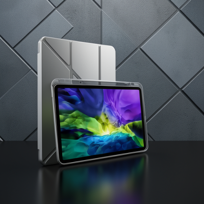 Samsung Galaxy Tab A9 Plus Kılıf Kalemlikli Mars Tablet Kılıfı - Gri
