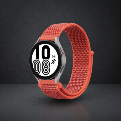 Samsung Galaxy Watch 4 Hasırlı Cırtcırtlı Kordon - Turuncu