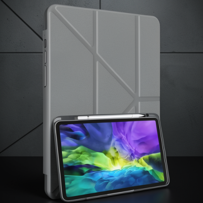 Samsung Galaxy X910 Tab S9 Ultra 14.6 Kılıf Kalemlikli Mars Tablet Kılıfı - Koyu Gri