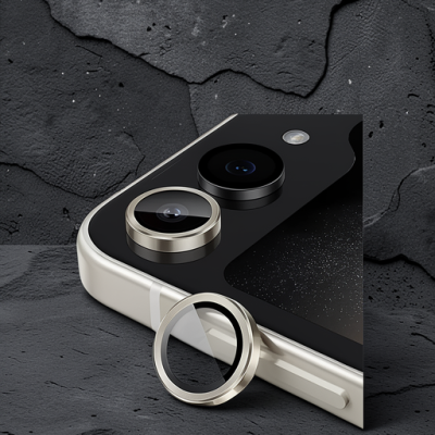 Samsung Galaxy Z Flip 5 Valdez Metal Kamera Lens - Krem