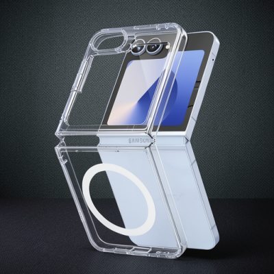 Samsung Galaxy Z Flip 6 Kılıf Magneticsafe Şeffaf Silikon - Şeffaf