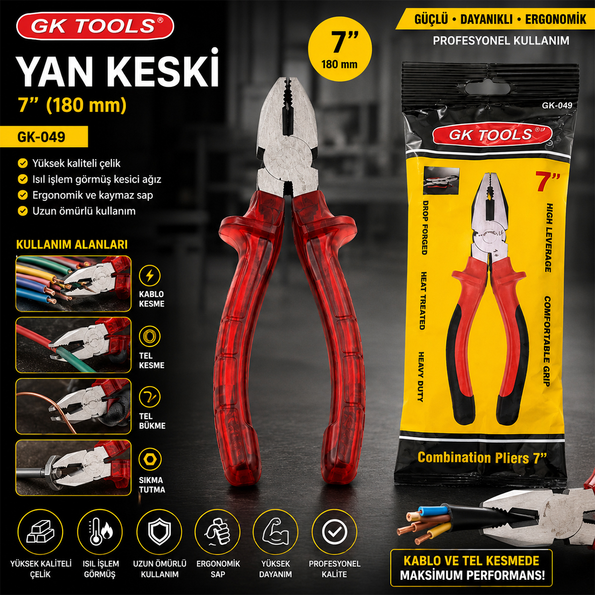 Saplı Yan Keski 180 mm
