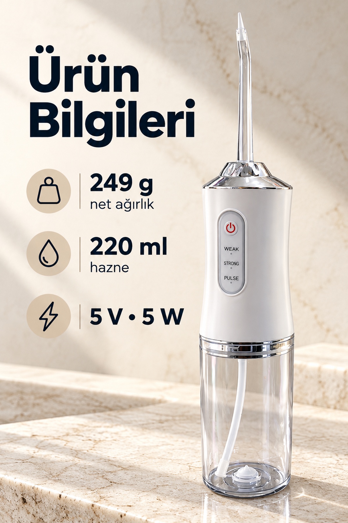 Ağız Duşu Zayıf Güçlü ve Darbeli Mod Seçenekli