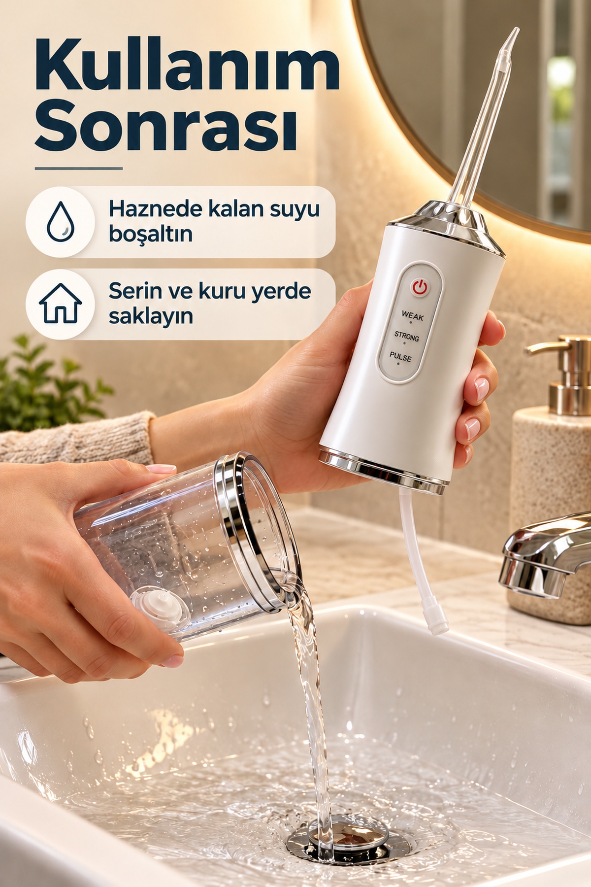 Ağız Duşu Zayıf Güçlü ve Darbeli Mod Seçenekli