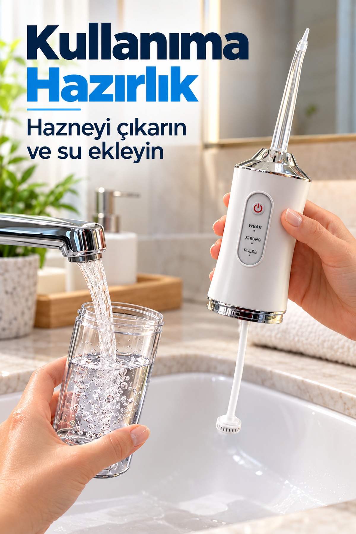 Ağız Duşu Zayıf Güçlü ve Darbeli Mod Seçenekli