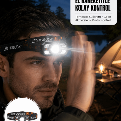 Şarj Edilebilir LED Far Hareket Sensörlü 5 Modlu Outdoor Yeni Nesil