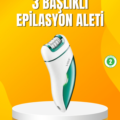Şarjlı 3’ü 1 Arada VGR Epilatör LED Işıklı Suya Dayanıklı Hassas Bölge Epilasyon Makinesi