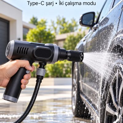 Type C Şarjlı Araba Yıkama Makinesi Hortum ve Aksesuar Seti