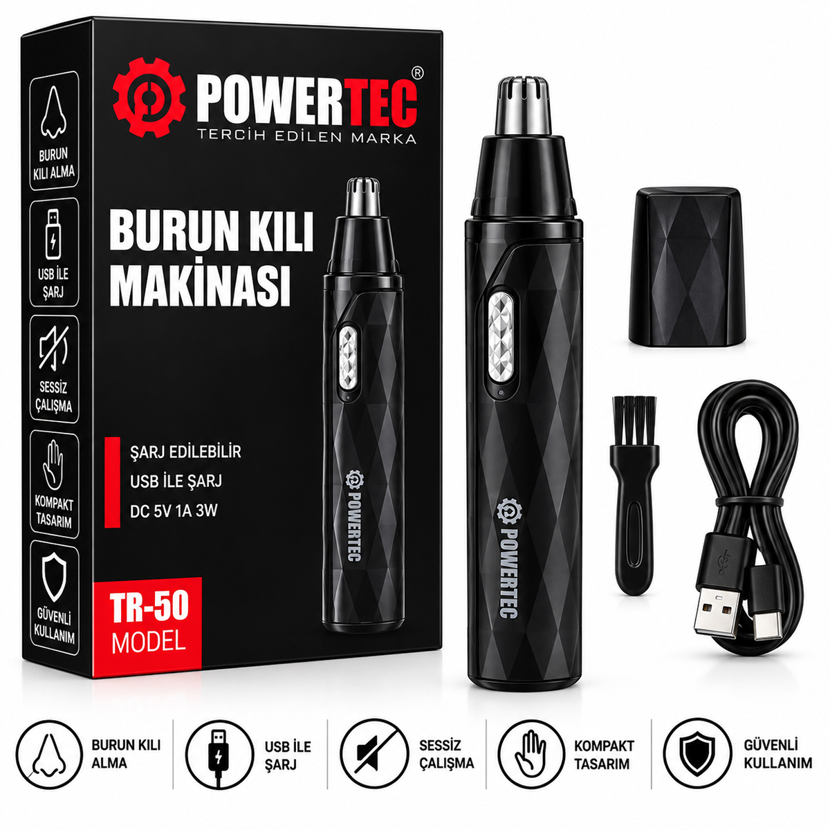 Şarjlı Burun Kıl Alma Makinesi (Kalem Model)