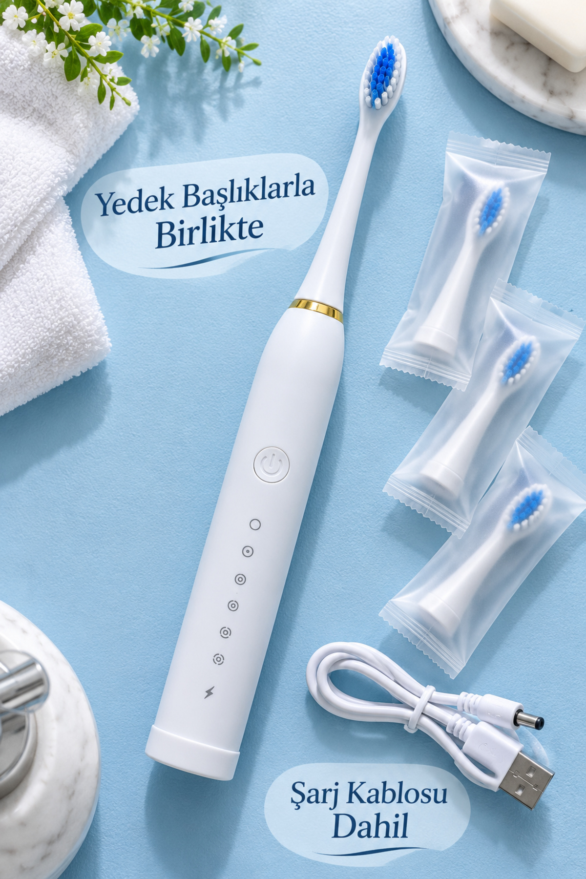 Şarjlı Elektrikli Diş Fırçası Beyaz
