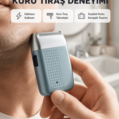 Şarjlı Kuru Kullanım Tıraş Makinesi – Kablosuz, Taşınabilir