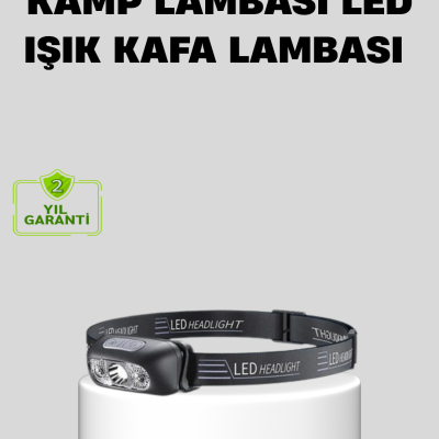 Şarjlı LED Kafa Feneri | 4 Modlu Akıllı Sensörlü Far | Su Geçirmez IPX5 Kamp ve Balıkçı Lambası
