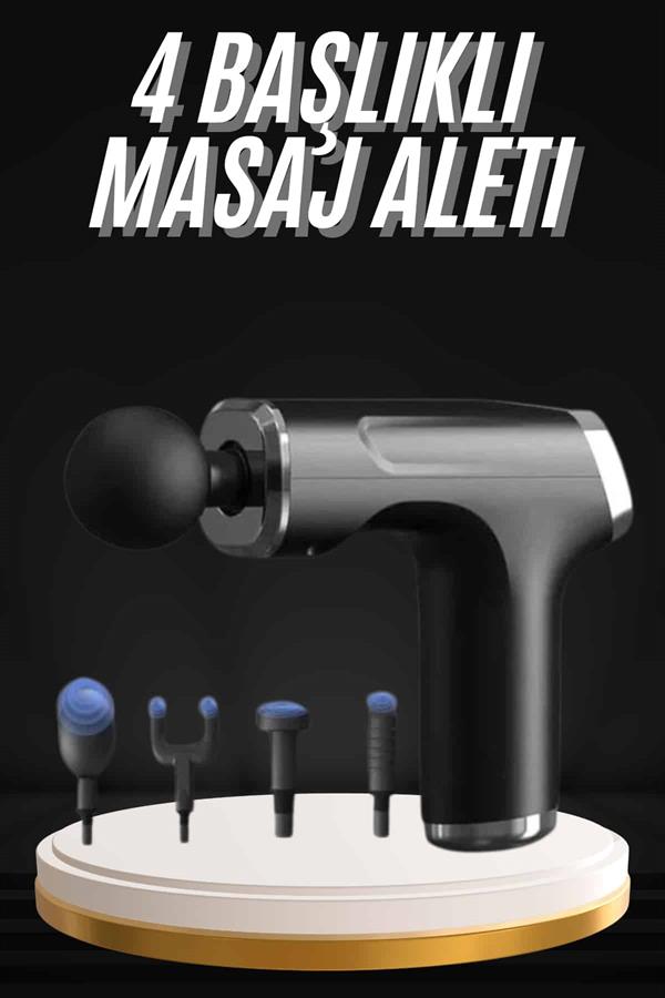 Şarjlı Masaj Tabancası 4 Başlıklı Mini Masaj Tabancası ve Masaj Aleti