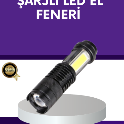 Şarjlı Mini LED El Feneri 2000 Lümen Su Geçirmez