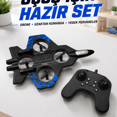 Savaş Jeti Görünümlü Drone 2.4G Kumandalı Jiroskoplu 360° Akrobatik Takla Yedek Pervaneli