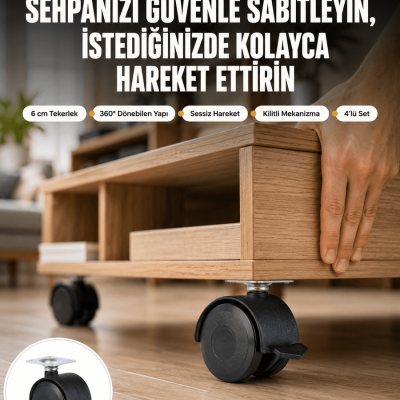 Sehpa ve Restoran Arabası İçin Kilitli Ayak 4’lü