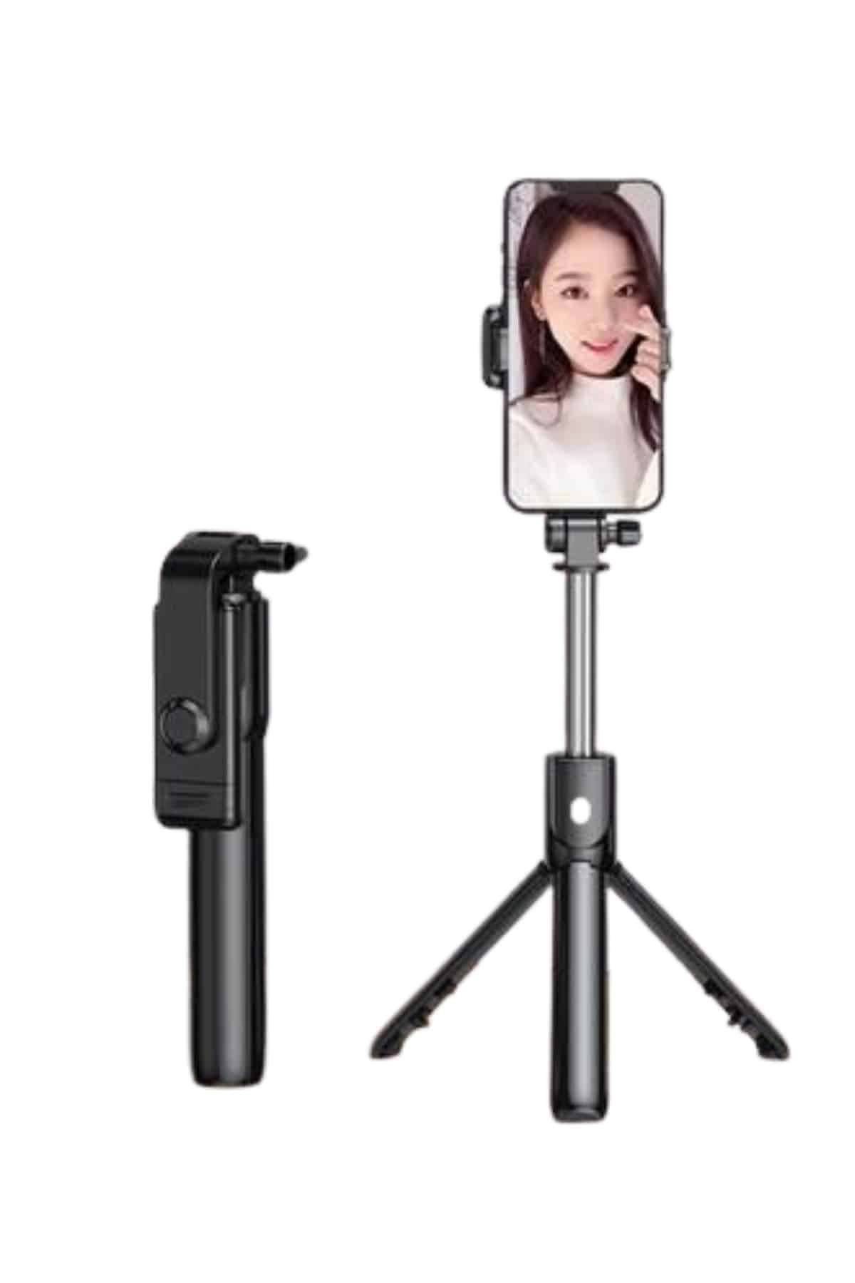 Selfie Çubuğu Tripod Bluetooth Kumandalı Selfie Çubuğu Telefon Tutucu