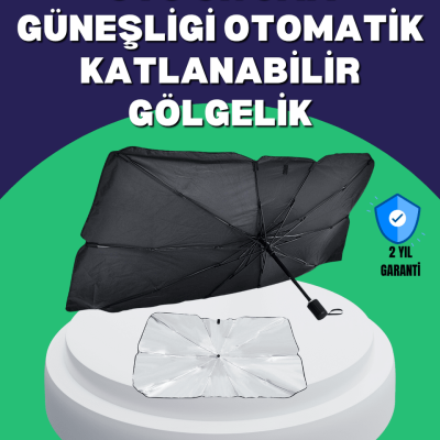 Şemsiye Tasarımlı Katlanabilir Araç Güneşliği – Geniş Uyumlu, UV Koruma