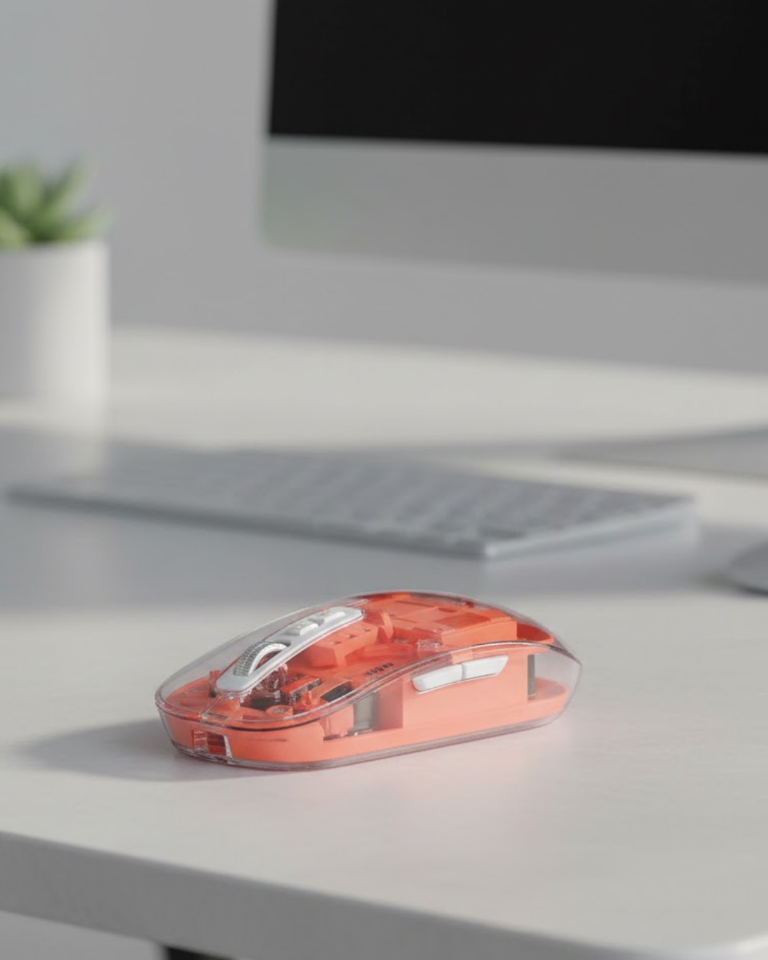 Sessiz Tıklamalı Şeffaf Mouse Bluetooth ve USB Uyumlu