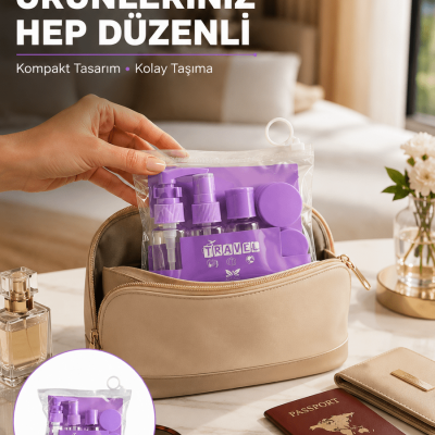 Seyahat Bakım Seti 5 Parça Sızdırmaz Şeffaf Kapaklı 30ml Yeni Nesil