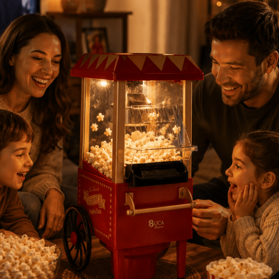 Sıcak Hava Popcorn Makinesi Yağsız Mısır Patlatıcı Nostaljik Tasarım