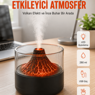 Şık Tasarımlı Aromaterapi ve Nemlendirici Cihaz