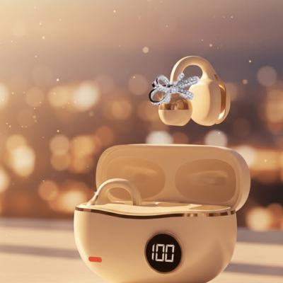 Şık ve Taşınabilir Bluetooth Kulaklık Gün Boyu Kullanım 2 Kurdele Küpe Hediyeli