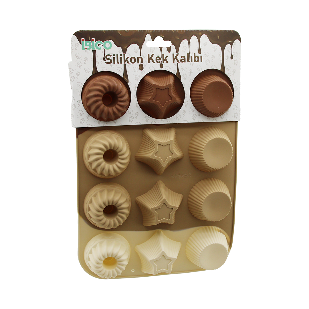 Silikon Muffin Kek Kalıbı Desenli