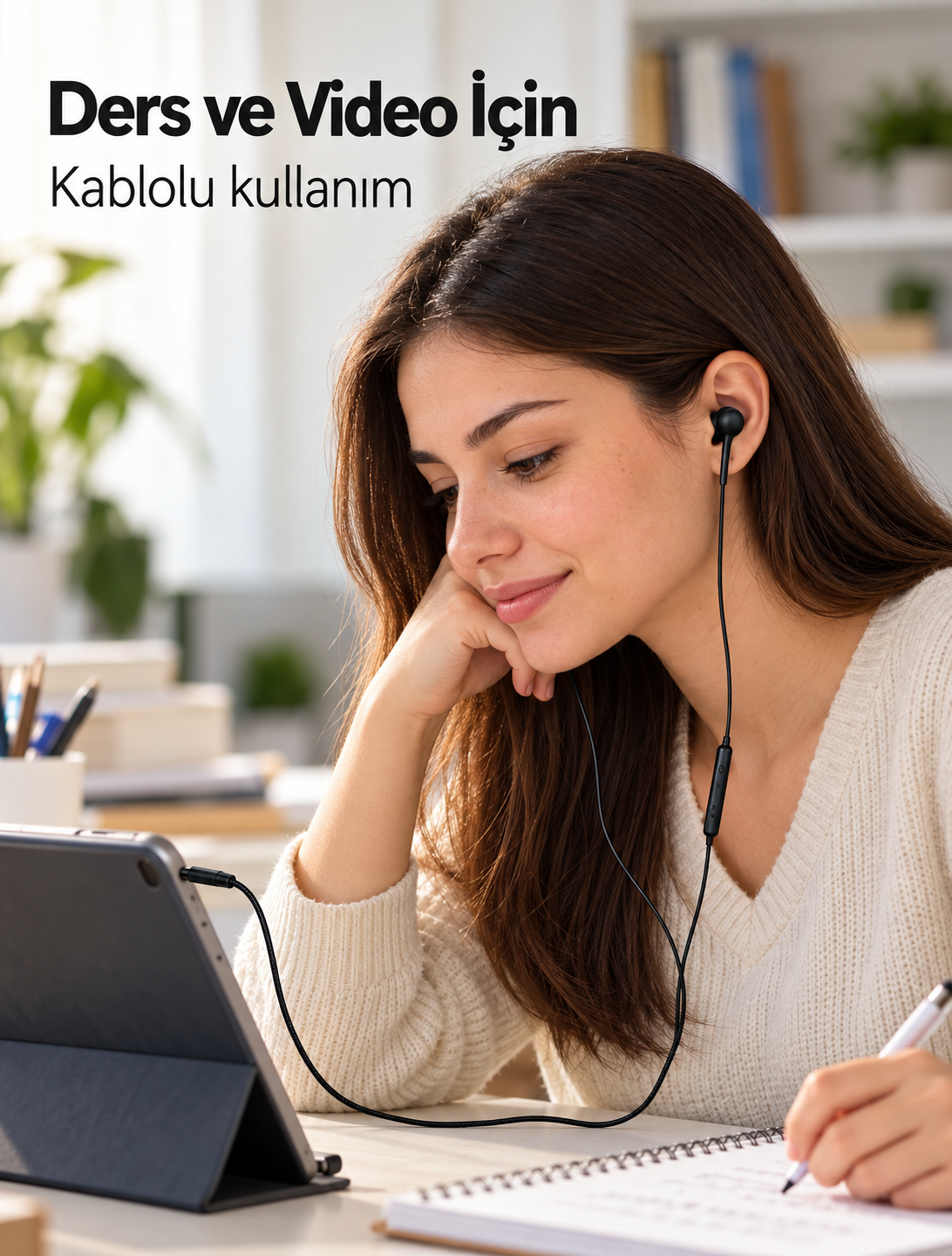 Siyah Tasarımlı Jak Girişli Kablolu Kulak İçi Kulaklık