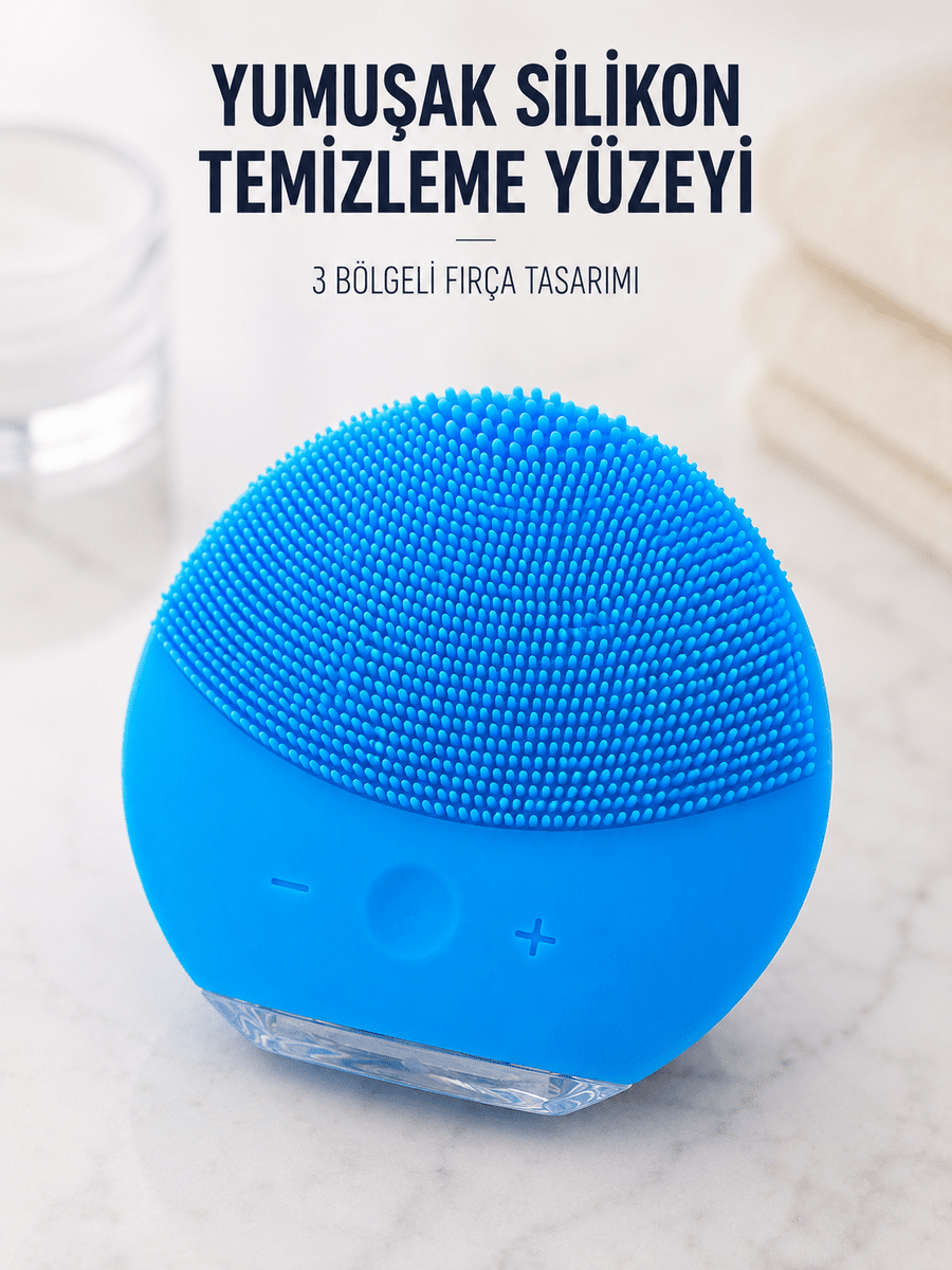 Silikon Yüz Temizleme Fırçası Ayarlanabilir Titreşimli Mavi Cilt Bakım Cihazı