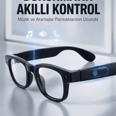 Siyah Akıllı Kamera Gözlüğü 8 MP Fotoğraf Video Çekimli AI Görüntü Tanıma Çoklu Dil Çeviri Bluetooth Wi-Fi Özellikli