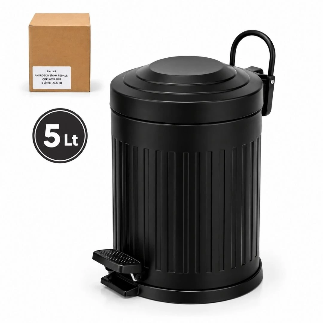 Siyah Amortisörlü 5 L Pedallı Çöp Kovası