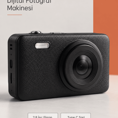 Siyah Renk 2,8 İnç Ekranlı Taşınabilir Dijital Fotoğraf Makinesi
