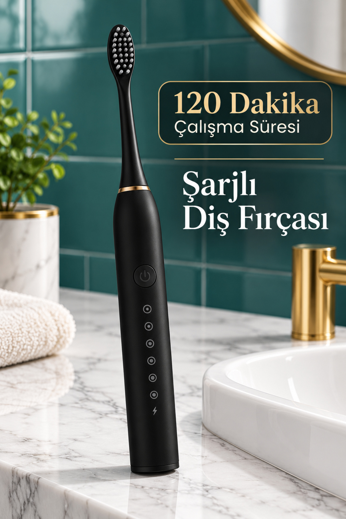 Siyah Şarjlı Diş Fırçası 2 Dakika Zamanlayıcılı