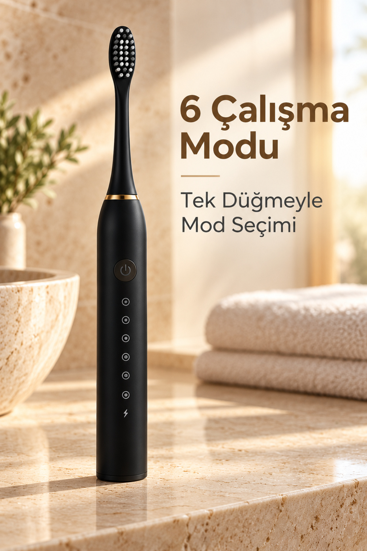 Siyah Şarjlı Diş Fırçası 2 Dakika Zamanlayıcılı