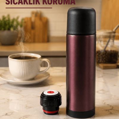 Sızdırmaz Kapaklı Vakumlu Termos Uzun Süre Sıcak Soğuk Tutan Termos